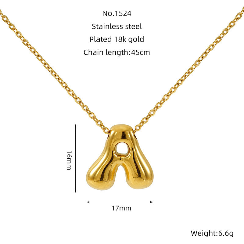 Wholesale Glossy bubble letter necklace for women 26 English letter pendants